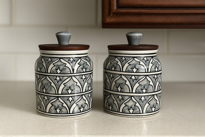 YUTORI Ceramic Utility Container  - 800 ml(Pack of 2, Grey)