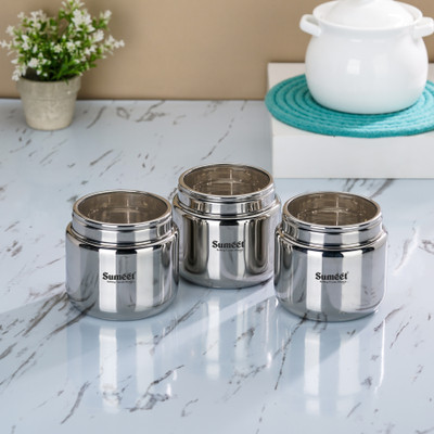 Sumeet Stainless Steel Utility Container  - 400 ml(Pack of 3, Silver)