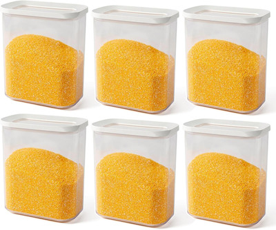 pepplo Plastic Grocery Container  - 1500 ml(Pack of 6, White)