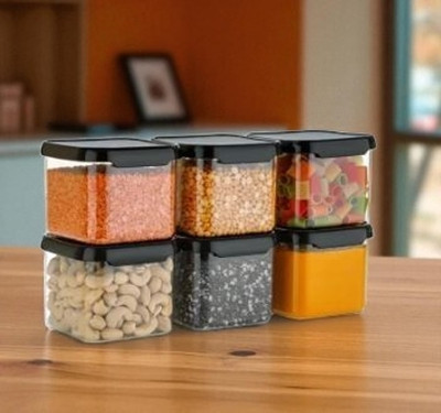 ALKAR Plastic Fridge Container  - 500 ml(Pack of 6, Black)