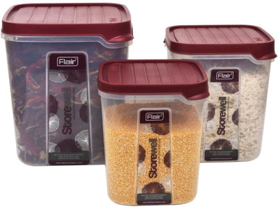 FLAIR Plastic Grocery Container  - 6 L, 8 L, 12 L(Pack of 3, Maroon)