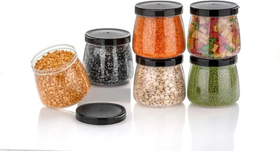 YASVIZAN Plastic Grocery Container  - 1500 ml(Pack of 6, Black)