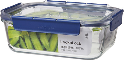 LOCK n LOCK Glass Fridge Container  - 2 L(Blue, Clear)