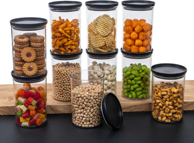 Flipkart SmartBuy Plastic Grocery Container  - 900 ml(Pack of 10, Black)