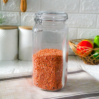 Femora Glass Grocery Container  - 2100 ml(Clear)