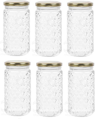 MOOZICO Glass Pickle Jar  - 370 ml(Pack of 6, Clear)
