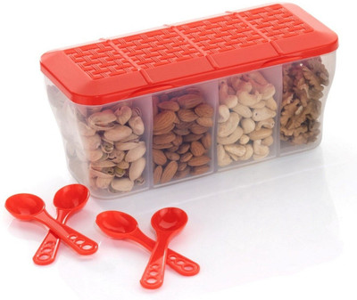 Mahadevent Plastic Grocery Container  - 800 ml(Red)