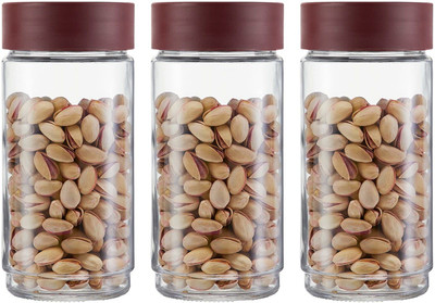 AK HUB Glass Grocery Container  - 1500 ml(Pack of 3, Maroon)