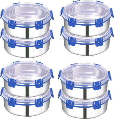 Zaib Stainless Steel Fridge Container  - 1000 ml(Pack of 8, Blue)