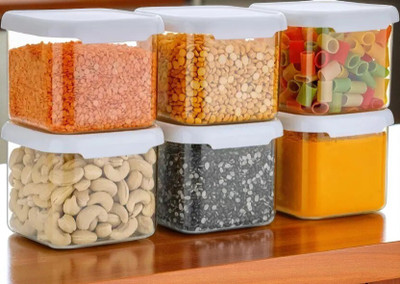 forsel Plastic Grocery Container  - 500 ml(Pack of 6, White)