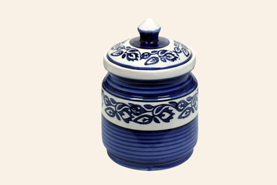 GSS Ceramic Pickle Jar  - 1 L(White, Blue)