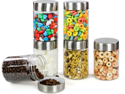 Pearlpet Plastic Utility Container  - 300 ml(Pack of 6, Silver)