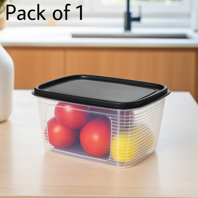 Crackle Plastic Fridge Container  - 1800 ml(Black)