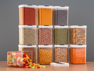 Raghunandan Plastic Grocery Container  - 1100 ml(Pack of 12, White)
