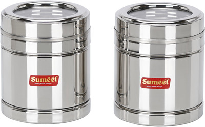 Sumeet Steel Utility Container  - 1250 ml(Pack of 2, Silver)