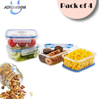 AIROMOON Plastic Grocery Container  - 600 ml(Pack of 4, Blue)