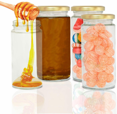 Pure Source India Glass Pickle Jar  - 250 ml(Pack of 4, Clear)
