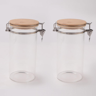 The Better Home Glass Tea Coffee & Sugar Container  - 1400 ml(Pack of 2, Clear)