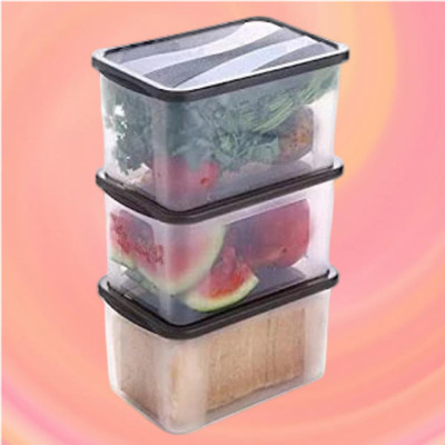 ADMONITION Plastic Bread Container  - 2000 ml(Pack of 3, Black, White)