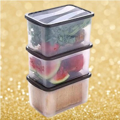 ADMONITION Plastic Bread Container  - 2000 ml(Pack of 3, Black, White)
