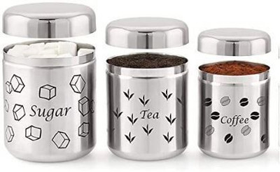Shri Baikunth Steel Tea Coffee & Sugar Container  - 700 ml, 500 ml, 300 ml(Pack of 3, Silver)