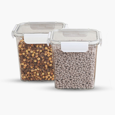 SCL Steelo Plastic Grocery Container  - 1400 ml(Pack of 2, White)