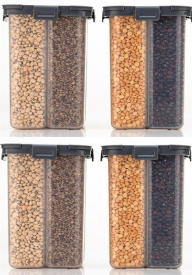 ADMONITION Plastic Grocery Container  - 2000 ml(Pack of 4, Black)