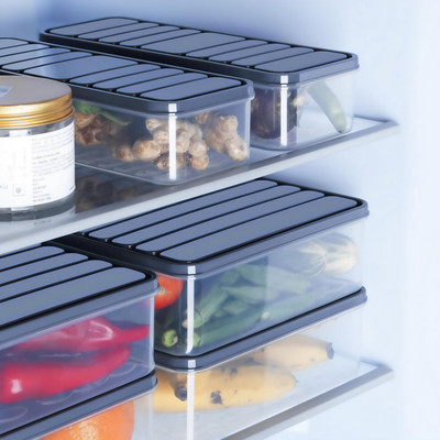 Pixo Plastic Fridge Container  - 1200 ml(Pack of 6, Black)