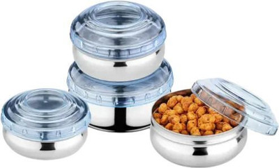 RK Steel Fridge Container  - 700 ml, 450 ml, 300 ml, 200 ml(Pack of 4, Silver, Blue)
