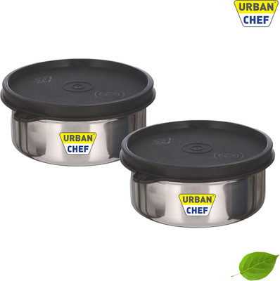 Urban Chef Stainless Steel Utility Container  - 450 ml(Pack of 2, Black)
