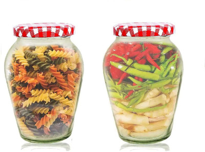 Coozico Glass Grocery Container  - 1000 ml(Pack of 2, Red)