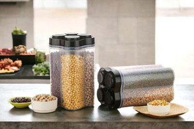DHANRAJ Plastic Grocery Container  - 2.5 L(Pack of 2, Multicolor)