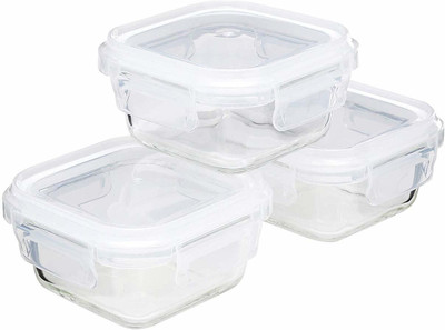 Cutting EDGE Glass Fridge Container  - 320 ml, 320 ml, 320 ml(Pack of 3, Clear)