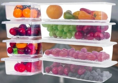 Zubix Plastic Fridge Container  - 1500 ml(Pack of 5, White)