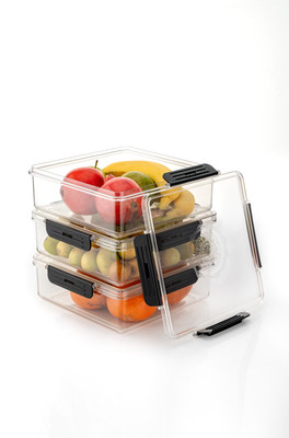 VIX Plastic Fridge Container  - 2000 ml(Pack of 3, Black)
