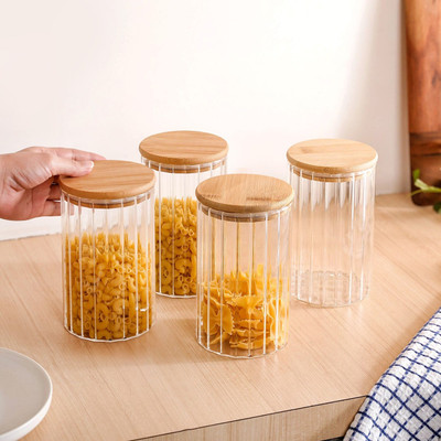 Nestasia Glass Utility Container  - 1000 ml(Pack of 4, Clear)