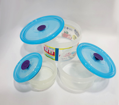 ANY KART Plastic Grocery Container  - 200 ml, 550 ml, 1200 ml(Pack of 3, Multicolor)