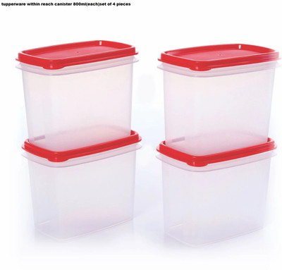 TUPPERWARE Plastic Utility Container  - 800 ml(Pack of 4, Red, White)