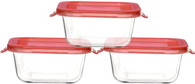 Flipkart SmartBuy Glass Grocery Container  - 350 ml(Pack of 3, Red)