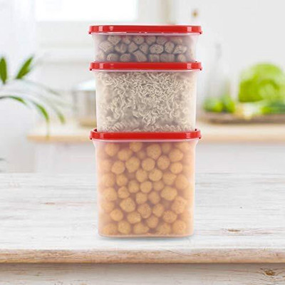 Cutting EDGE Plastic Grocery Container  - 525 ml, 1200 ml, 1800 ml(Pack of 3, Red)