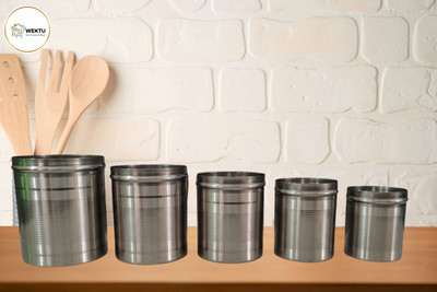 WEKTU Stainless Steel Grocery Container  - 1800 ml(Pack of 5, Silver)