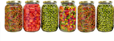 PANEL'S Glass Grocery Container  - 1100 ml(Pack of 6, Gold)