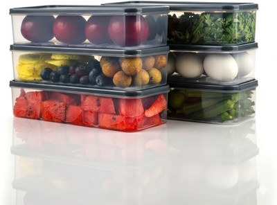 Sanwariya Unikart Plastic Fridge Container  - 1200 ml(Pack of 6, Multicolor)