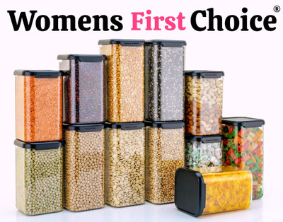 Womens 1st Choice Plastic Grocery Container  - 1100 ml, 1500 ml(Pack of 12, Black)