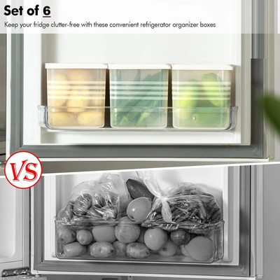 UJ EMPIRE Plastic Fridge Container  - 1100 ml(Pack of 6, Clear)