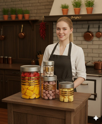 DYK Plastic Tea Coffee & Sugar Container  - 1199 ml, 650 ml, 350 ml, 250 ml(Pack of 16, Transparent, Silver)
