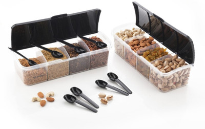 ECONEST Plastic Grocery Container  - 1750 ml(Pack of 2, Black)