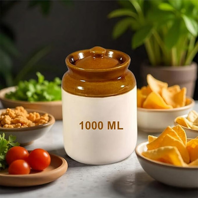 GREATZON Ceramic Pickle Jar  - 1000 ml(Clear)