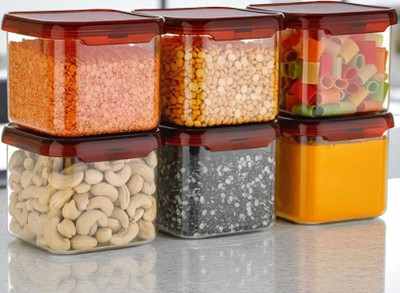 forsel Plastic Grocery Container  - 500 ml(Pack of 6, Red)