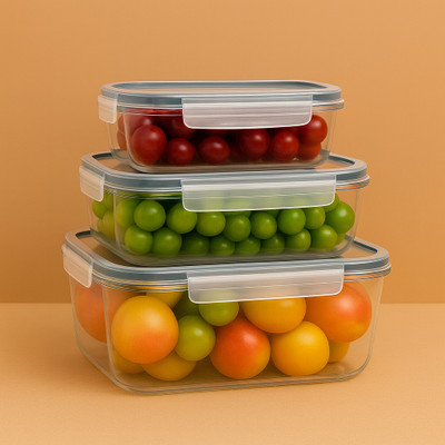 Culinary Crafts Plastic Fridge Container  - 2800 ml(Pack of 3, Transparent)